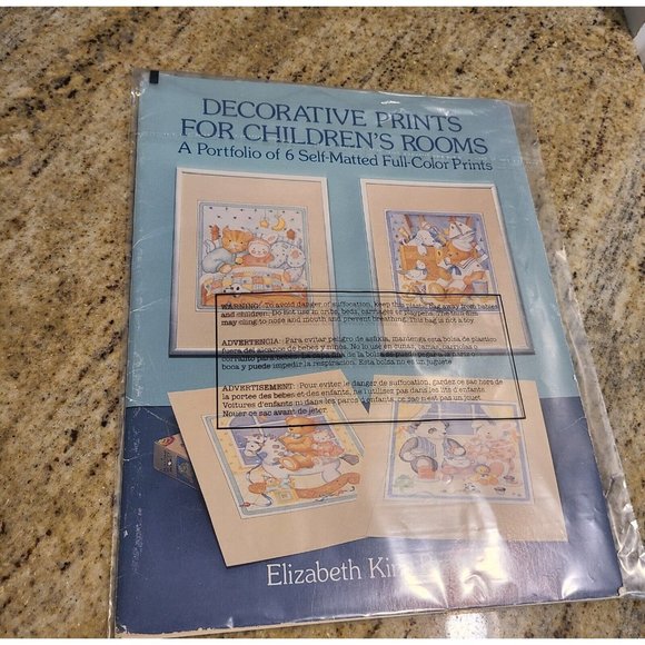 Elizabeth King Brownd Decorative Prints Children's Room Set of 6. Cat Bear Bunny - Picture 12 of 12